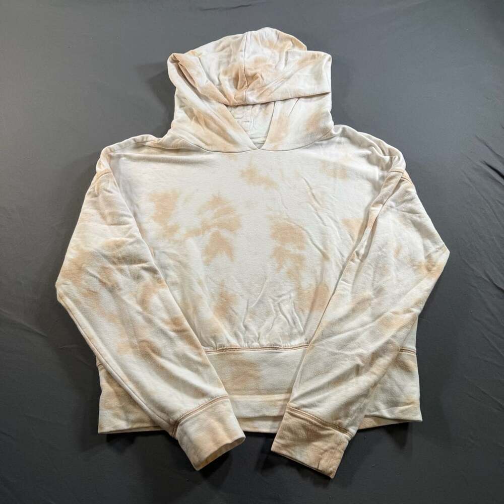 Aerie Offline Tie Dye Cropped Hoodie Womens Medium Peach and Cream Pullover